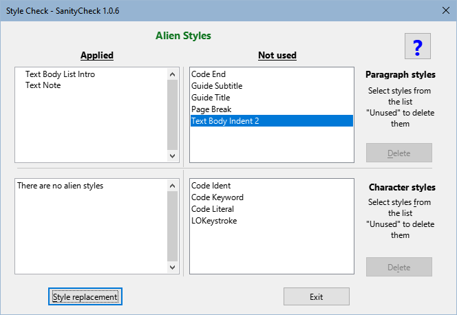 Style Check dialog box