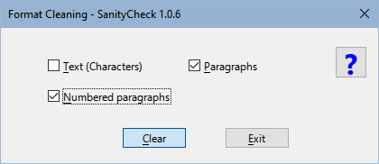 Format Cleaning dialog box