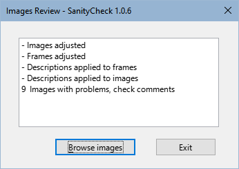 Images Review Log dialog box